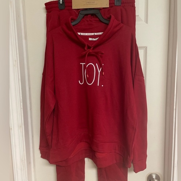 Rae Dunn Other - Rae Dunn 2 piece set Cowl Neck Pullover & Jogger XL RED NWOT